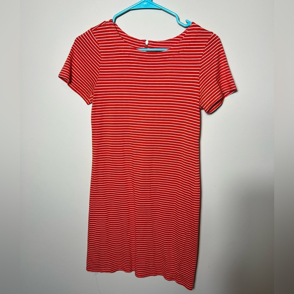 Merona tshirt dress, red orange stripe, extra small petite